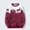 Men's Sweaters Men Knitted Pullover Winter Casual Christmas Elk Print Long-sleeved O-neck Sweater Simple Comfy Warm Sweatshirt