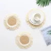 Round Cotton Braid Braid Mats Creative Home Kitchen Cafe Handmade Macrame Copo Cushion Bohemia estilo sem deslizamento tapete de xícara