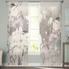 Rideau en Tulle avec Illustration d'oiseau et de fleur de Style chinois, traitement de fenêtre, rideaux transparents pour salon, décoration de chambre à coucher