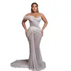 See Through Mermaid Wedding Dress Sexy One Shoulder Saudi Arabic Sequined Lace Up Back Wedding Dresses