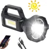Linternas port￡tiles USB/carga solar incorporada Bater￭a 500m Luz de campamento para acampar de Searchlight Outdoor Spoting Bank