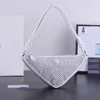 Borsa a triangolo con strass Borsa a mano Hobo con diamante Borse a tracolla Borse per ascelle Tasca portamonete Portafoglio con cerniera Cinturino in vera pelle Quali208Y