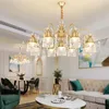 Lampes suspendues Salon Lustre en cristal Luxe Salon de beauté Villa Restaurant Hall Lustres Or Suspendu