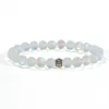 Braccialetto di perline di pietra di luna da 8 mm per donna uomo Yoga braccialetto di fascino di perline di cristallo di vetro brillante gioielli fatti a mano