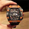 Superclone Luxe Mens Mechanica Horloge Richa Milles Heren Koolstofvezel Automatische Mechanische Wijnvat Zakelijke Beweging