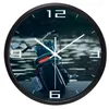 Horloges murales Creative moto horloge pour hommes salon bureau chambre verre visage cadre en métal pas de son cadeau lisse