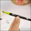 Markörer 24/60 Colorurs Fineliner Tip Ding Markers Dual Art Marker Watercolor Brush Bokstäver Pen för målarböcker Manga 211104 Dro Dhywi