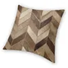 Oreiller Cool marron cuir de vachette Patch couverture décoration 3D Double face imprimé Tan fourrure peau d'animal pour canapé