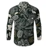 Mäns casual skjortor Embroide Western Men Long Sleeve Autumn Winter Printed Fashion Top Blus Socks