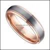 Anéis de casamento anéis de casamento figurinos atacadistas jóias de ouro rosa cor de ouro tungsten aço contraste escova de 6 mm Wdding Ring F dhu2t