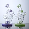 Latte Verde Viola Sidecar Narghilè Recycler Design Unico Percolatore Dab Rigs Oil Rig Con Ciotola Ciambella A Fessura XL320