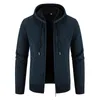 メンズセーター秋の冬のフード付きジッパーカーディガンメンジャケットコートファッションストライプニットコートメンズ衣類G3
