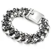 Punk Rock Mens Bracelets Bransoletki Hiphop ze stali nierdzewnej 15 mm 19 mm ciężkie motocyklowe rowerzystki Bransoletka kubańska Bransoletka Mężczyzna 281226896