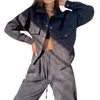 Women's Two Piece Pants Women Coat Set Solid Color Elastic Waist Casual Single-breasted Lady Outfit Drawstring Jacket Pant Suit