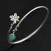 Inatura 925 prata esterlina Aventurina Natural Lotus Bracelets de flores para mulheres Jóias SH190721227V
