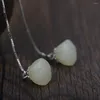 Dangle Küpeler Fnj Uzun Tassel 925 Silver Pure Orijinal S925 Sterling Drop Küpe Kadın Mücevherleri Doğal Yeşim Lotus