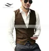 Gilet da uomo Gilet in tweed Gilet da uomo Casual in lana Slim Fit Scollo a V Stile britannico Gilet su misura Chaleco per matrimoni invernali Tempo libero Affari