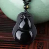Hänge halsband JourSneige Natural Stone Obsidian Pendants Fine Carving Gourd Mascot Lucky Necklace For Men Women Fashion Jewelry