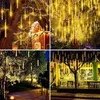 Saiten Meteorschauer Regenlicht 384 LED Weihnachten Schnee fallen Eiszapfen Outdoor Regentropfen Lichter 50 cm 8 Röhren Weihnachtsbaum