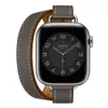 Faixa de couro genuíno de cinta de círculo duplo para bandas de relógio Apple 38/42/40/41/44/45/49mm iwatch watchbands watch acessórios
