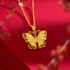 Ciondolo da donna a forma di farfalla in filigrana, catena in oro giallo 18 carati, classico, bello e grazioso regalo di gioielli