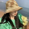 Ampla Brim Chapéus Verão Handtecido Palha Fio Crochet Sun Hat Mulheres Praia Manta Bob Fisherman Cap Panamá