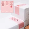 Papier Cadeau 50pcs Rose Merci Autocollants Joint Étiquettes Heureux De Voir L'emballage D'affaires Décorer Boîte 6x15cm