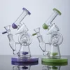 Percolateur de beignet fendu Double recycleur 7,8 pouces Sidecar 4 mm d'épaisseur 14 mm Bong en verre à joint femelle avec bol en verre XL-320