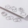 Neue Trendy Sivler Farbe Wafer Öffnung Ring Sets Einfache Stil Welle Geoemtry INS Party Schmuck 10 teile/sätze