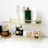 Opberghouders rekken 2 lagen metalen cosmetica opslagrek badkamer make -up organisator keuken kruiden ijzer shees doos 211102 drop dhi8b