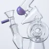 Latteo Verde Viola Sidecar Narghilè Ciambella a fessura Perc Bong in vetro 14mm Giunto femmina 4mm di spessore Olio Dab Rigs Doppio riciclatore Tubi dell'acqua con ciotola di vetro Spedizioni via mare