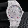 Pełna otwór męski automatyczny hine 41 mm Diamond Inkrustowany drobny stal bransoletki moda Montre de Luxe