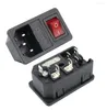 Lighting Accessories IEC320 C14 Electrical AC Socket 3 Pin Red LED 250V Rocker Switch 10A Fuse Female Male Inlet Plug Connector 2 Mount