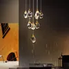 Lobi kristal kolye lambası basit yatak odası yemek odası uzun asılı lambalar lüks merdiven büyük cam kolye ışık nordic ev
