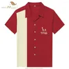 Men's Casual Shirts SISHION L-3XL Men Shirt ST126 Summer Short Sleeve Embroidery Black Red Rockabilly Bowling Cotton For