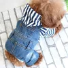 Dog Apparel Denim Jacket Stripe Jumpsuit Fashion Cowboy Suit Chihuahua Jeans Vest Spring Rompers Clothes For Pugs Yorkshire Poodle