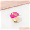 Anelli a grappolo Anelli a grappolo Semplice anello alieno vintage Creativo Strass colorato per donne Ragazze Gioielli di moda Regalo Consegna a goccia 2 Dhvio