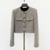 Donne ottette singolo a petto singolo Shinny Bling Tweed Wooli Silver Color Lurex Desinger Coat Short Smlxl SMLXL