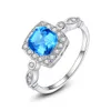 Mode européenne luxe saphir synthétique S925 bague en argent femmes bijoux Micro ensemble Zircon Fine bague tempérament accessoires cadeau