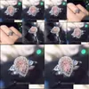 Wedding Rings Wedding Rings Fine Jewelry For Women S925 Stamp Fashion Pink Water Drop Love Engagement Bride Gift Ring Anillo 585Wedd Dhiwf