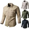 Casual shirts heren heren 2022 merk mannen shirt tactisch herfst visserij leger militair lange mouw buiten werk lading katoen