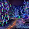 Stringhe Solar LED Meteor Shower Ghiacciolo Luci natalizie Stringa impermeabile per tubi a goccia di pioggia per feste in giardino