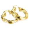 Hoop Earrings 30mm Textured Gold/Silver For Women Charming Fashion Banquet Party Jewelry Gift