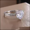 Anneaux de mariage Anneaux de mariage Recommandation Amour Étincelant Zircon Dames Bague Coeur De Pêche Mode Cadeau De Bal Bijoux De Mariage Brit22 Dro Dhtew