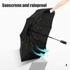 LED懐中電灯を備えた傘のテンタゴン自動雨と太陽のための3つの折りたたみUV