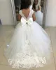 Vestido de encaje de tul con flores para niña, vestido de primera comunión para niños, vestido de fiesta de princesa, vestidos de fiesta de boda FS9780