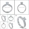 Обручальные кольца обручальные кольца сияющие циркониевые ленты мода двойной ряд маленький Cz Stone Inlay Design Bijoux Femme anillos ungagement dd dhcqe