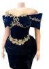 Navy Blue Velvet Short Prom Dresses Lace Crystals Contains Evening Cocktil