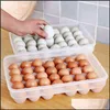 Förvaringslådor BINS 34 GRIDS PLAX EGG STALTER BORTABLE Matbehållare Kylskåp Tray Holder With Lid Kitchen Tool 211102 DH3XW