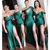 Vestidos de dama de honra longa e verde africana, cetim, madrinha sereia convidada de casamento de sereia de cetim, vestidos de casamento plus size bm0199